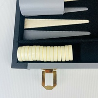 Ensemble de backgammon de luxe de 15 pouces avec étui en similicuir noir et accessoires de jeu d'échecs cousus