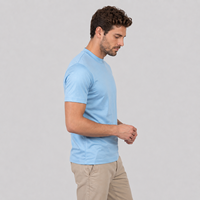 Expédition rapide, t-shirt décontracté pour homme en coton mercerisé de haute qualité, tricoté, 200 grammes, coupe classique, col rond, manches courtes, livraison rapide