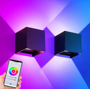 Tuya thông minh mờ wifi Wifi dẫn đèn tường 9W RGBW ngoài trời ứng dụng trong nhà không thấm nước Đèn treo tường Dimmable làm việc với <span class=keywords><strong>Alexa</strong></span> Google - Product Image 1