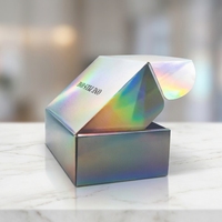 Boîte d'emballage en papier holographique de haute qualité avec logo personnalisé pour vêtements, chaussures, boîte cadeau, vente en gros, carton rigide