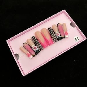 10 <span class=keywords><strong>Uñas</strong></span> Postizas de Marca Privada, Hermosas y Lujosas, Hechas a Mano, Acrílicas, Personalizadas, Gruesas, <span class=keywords><strong>con</strong></span> Cristal, <span class=keywords><strong>Uñas</strong></span> Artificiales - Product Image 2