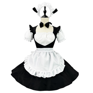 Lolita Maid Costume Black White Polyester Dress Anime Cosplay Outfit - Product Image 5