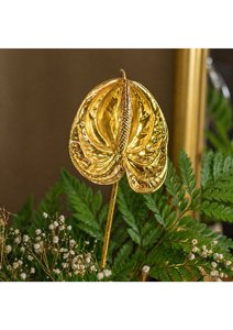 Flor de Anturio Natural Chapada en Oro de 24K de Primera Calidad, Adorno Floral Decorativo para Decoración Moderna y Minimalista del Hogar, Eventos de Boda - Product Image 3