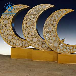 Lampe de table décorative LED Anpu en ABS, forme croissant de lune et étoile, avec découpe géométrique, pour chambre à coucher, décoration Ramadan et Aïd - Product Image 2