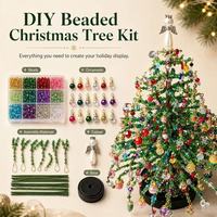 Kit de fabrication d'arbre de Noël perlé DIY avec ornements d'anges, ensemble de perles artisanales pour la décoration de Noël sur table