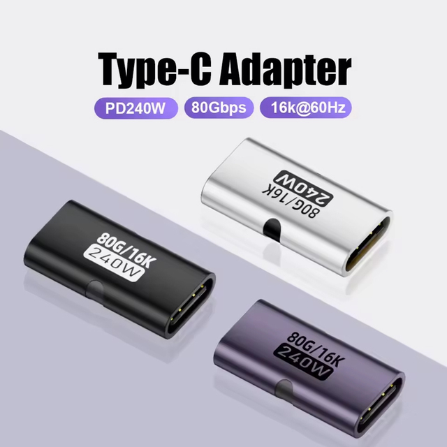 16K 60Hz PD 240W USB Type-C to Usb-C Adapter Female 80Gbps High Speed Fast Charging USB C to Type C Connector Converter