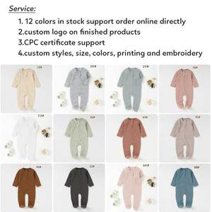 Combinaison en coton tricoté pour bébé garçon, vêtements de printemps, pyjama à pieds pour nourrisson, body pour bébé, pyjama côtelé - Product Image 3