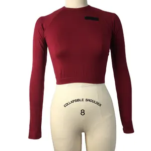 Высококачественная Бесшовная Трикотажная спортивная одежда Santoni на заказ, одежда Yogawear, модные облегающие укороченные топы с длинным рукавом для тренировок для женщин