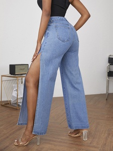 Jeans Femme Déchirés en Denim Mode Sexy Fente Jeans Dames Pantalon Cargo Large en Denim pour Femme - Product Image 3