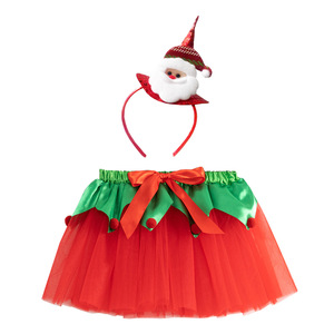 Новинка 2026: Новогоднее детское платье с принтом для девочек, пышная юбка с шляпкой и повязкой на голову, тюлевая юбка-пачка - Product Image 2