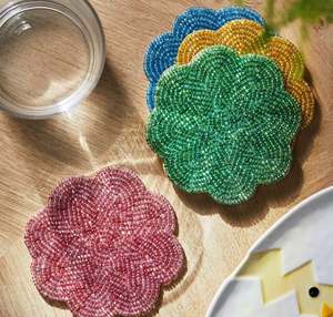 Handmade Beaded <b>Drink</b> <b>Coasters</b> Set Boho Style Heat Resistant Non-Scratch Surface Ideal Gift for Coffee Tea and Party Lovers - Product Image 5