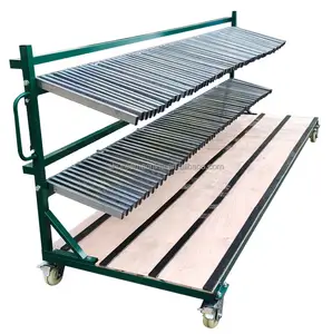 Aangepaste Cantilever Glas Shelve 60 Slots Holle Isolerende Glas Transport Rack Deur En Raam Moving Trolley Voor Industriële