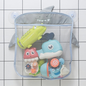 Bolsa de malla al por mayor para juguetes de baño con ventosas, diseño de dibujos animados (tiburón, conejo, oso), organizador de malla de secado rápido para niños - Product Image 2