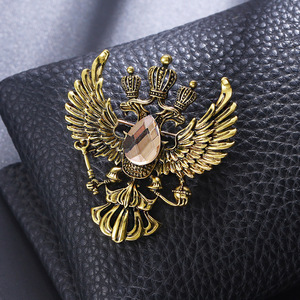 Europeu americano Vintage masculino terno lapela pino high-end duplo-cabeçada águia broche moda individualista distintivo - Product Image 4