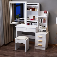 Table de toilette en bois avec miroir et tiroirs, avec porte coulissante, pour la chambre à coucher