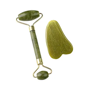 Rouleau de massage du visage en pierre verte, vibration xiuyan naturelle, jade gua sha, 1 pièce