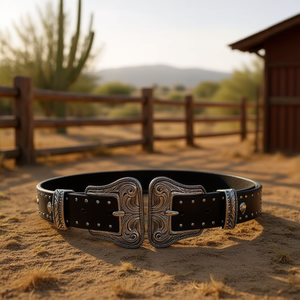 Ceinture Angelina à double boucle 3cm 100cm style western avec quincaillerie en alliage argenté - Product Image 3