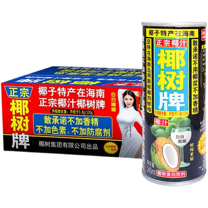 Hot-Selling Authentieke Pure Natuurlijke Kokosmelk Drank 245Ml Blikjes Plantaardige Eiwitten Kokosmelk Geproduceerd In China