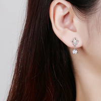 925 Sterling Zilver Rhodium Plated Fleur De Lis Zirkoon Ketting Oorbel Set Bruidssieraden Cadeau Vrouwen Bruiloft Feest Trendy