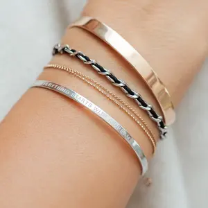 Custom Gegraveerde Sieraden Vergulde Handgemaakte 925 Sterling Zilveren Verstelbare Open Manchet Brede Bruiloft Armbanden