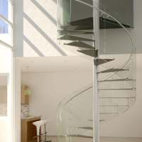 Marche d'escalier antiques en fer forgé, en forme de spirale, plastique bois, avec balancier en verre, populaire