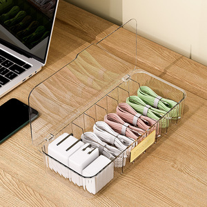 <b>Desktop</b> Organizer With Compartments For Cables Chargers And Headphones Rectangle <b>Standing</b> Type Solid Color Office Storage Box - Product Image 1