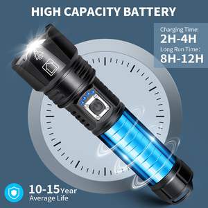 Фонарь 1500 люмен XHP70.2, водонепроницаемый IP67, с аккумулятором <span class=keywords><strong>5000</strong></span> мАч 26650, перезаряжаемый через USB-C, для кемпинга, походов, экстренных случаев - Product Image 4