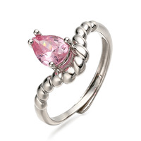 Cincin Terbuka Model Tali Kuncir Berlapis Emas 18K dengan Batu CZ Potongan Pir, Cincin Jari yang Dapat Disesuaikan dengan Batu Teardrop Multiwarna untuk Perhiasan Wanita