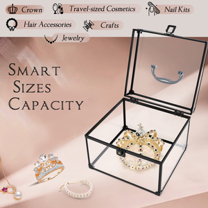 Transparent Large Capacity Makeup Case Portable Crown Pageants <strong>Vanity</strong> <strong>Box</strong> with Clear Acrylic Travel Cosmetic Case Organizer Lock - Product Image 2