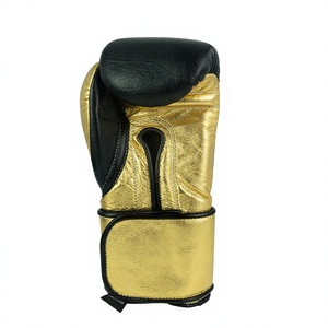 Guantes de Boxeo Profesionales No Boxing No Life Negros y Dorados de Cuero Vacuno Auténtico para MMA con Cierre de Gancho y Bucle, Absorción de Humedad y Dedos Completos - Product Image 5