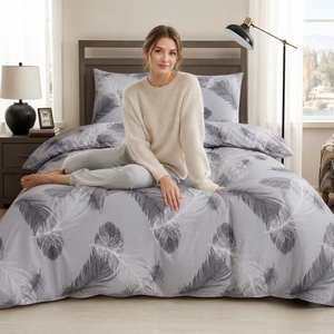 Poland Local Hub 3 Piece Cotton Bedding <b>Set</b> Queen Size Two Tone Feather <b>Comforter</b> EU Dropshipping - Product Image 2