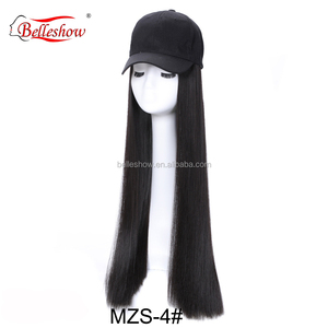 al por mayor barato gorra de béisbol pelo recto Peluca de moda Venta caliente precio bajo negro ondulado recto trenza de gorra - Product Image 1