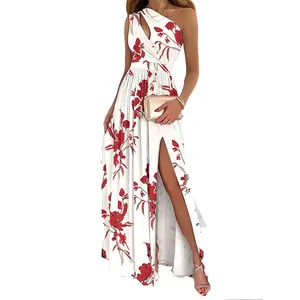 Abiti da donna personalizzati Maxi abito <span class=keywords><strong>lungo</strong></span> <span class=keywords><strong>senza</strong></span> <span class=keywords><strong>maniche</strong></span> abiti da sera eleganti da festa con una spalla - Product Image 4