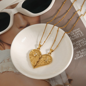 Collier en acier inoxydable plaqué or 18 carats avec zircon en forme de <span class=keywords><strong>cœur</strong></span>, certifié CE, <span class=keywords><strong>symbole</strong></span> intemporel d'amour et d'affection pour la Saint-Valentin - Product Image 6