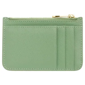 OEM ODM Saffiano-portefeuilles et porte-monnaie en cuir véritable pour femmes, porte-cartes de crédit avec fermeture éclair - Product Image 6