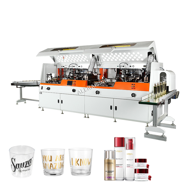 Auto Cylindrical Glass Bottle Screen Printing Machine Curved Oval Plastic Perfumes Bottle Paper Cup Silk Screen Printing Machine