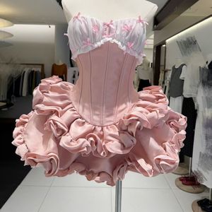 Vestido de cintura con borde de oreja negra en <span class=keywords><strong>topless</strong></span> de espina de pescado empalme con lazo sensual de diseño de lujo ligero - Product Image 2