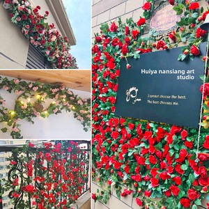 Guirnalda <span class=keywords><strong>de</strong></span> Rosas Artificiales Realistas, Flores Colgantes <span class=keywords><strong>de</strong></span> Pared <span class=keywords><strong>de</strong></span> Seda y Plástico para Decoración <span class=keywords><strong>de</strong></span> Tuberías y Envoltura en Salas <span class=keywords><strong>de</strong></span> Estar - Product Image 3
