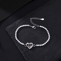 Bracelet tennis en argent sterling 925 plaqué rhodium avec zircone cubique, plaqué or, cadeau pour femme