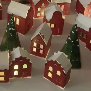 عيد الميلاد منزل قرية تقويم القدوم فارغة ورقة الجمال الغموض مجموعة العد التنازلي إلى عيد الميلاد 24 أيام.