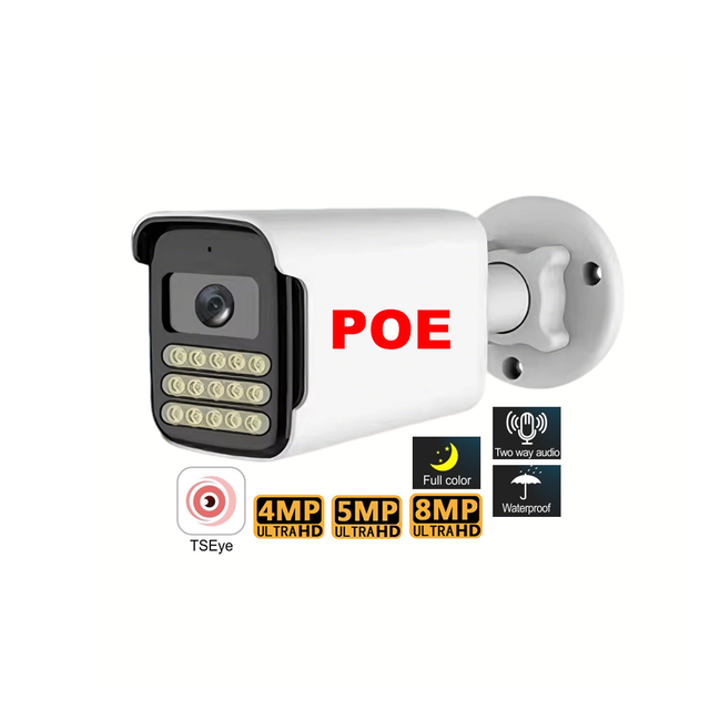 4K Smart Outdoor IP66 Weatherproof Full Color Night Vision 8MP Two Way Audio POE Camera CCTV NVR Kit Network Security Camera