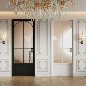 Porte a Battente in Alluminio per Interni, Bagno e <span class=keywords><strong>Cucina</strong></span>, Porte Doppie Moderne con Vetro a Filo e Griglie in Alluminio - Product Image 5