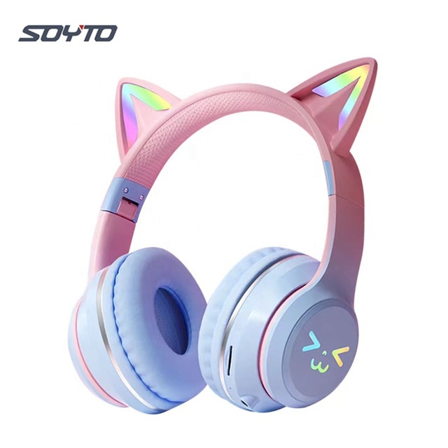 BT612 Wireless BT Cute Cat Ear Kids Over-Ear Headphones for Girls Gaming Audifonos Auriculares Koptelefoon Cuffie Con Filo ODM