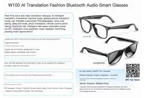 Lunettes <span class=keywords><strong>audio</strong></span> W100D AI - Traduction <span class=keywords><strong>en</strong></span> <span class=keywords><strong>direct</strong></span> <span class=keywords><strong>en</strong></span> 164 langues, IP67, 25g, IA à vie gratuite, 10h de musique, appels, cadre <span class=keywords><strong>en</strong></span> métal, charge magnétique - Product Image 4