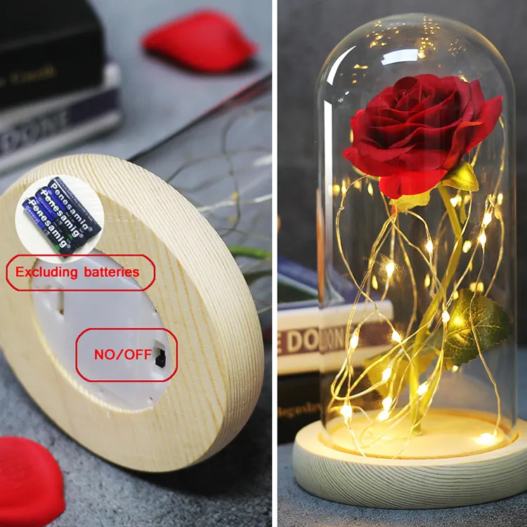 Beauty And The Beast Rose LED Enchanted Galaxy Rose Eternal Flower Lights In Dome For Christmas Mother's Valentine's Day Gift