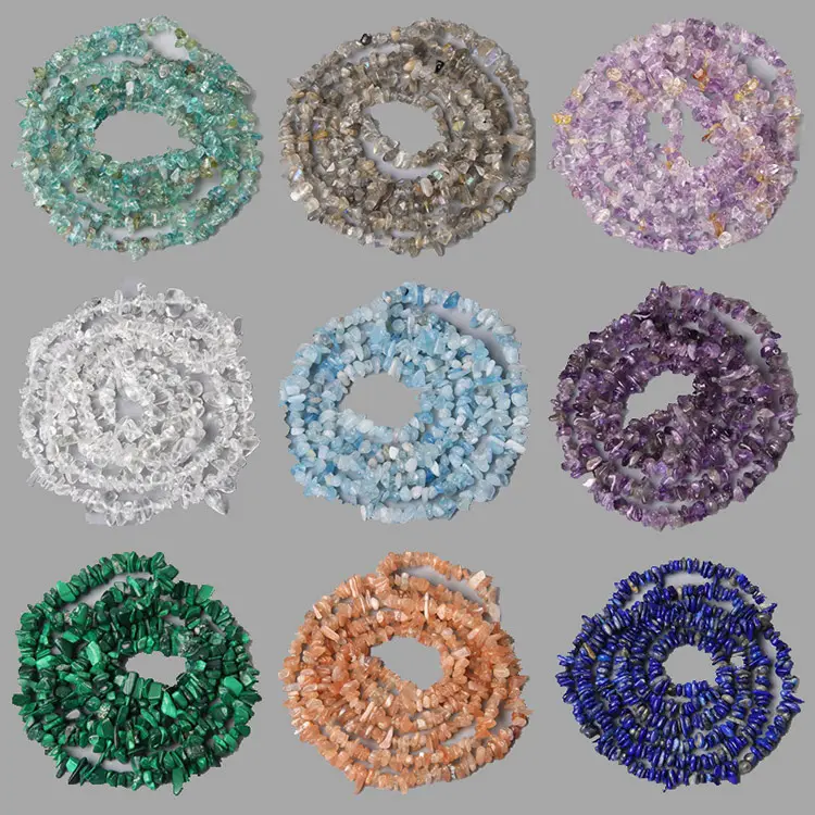 Grosir Manik-manik Batu Chip Alami, 3-5/5-8Mm Batu Permata Multiwarna Tidak Beraturan Batu Chakra Penyembuhan Kristal Longgar untuk Perhiasan DIY