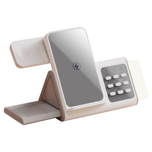 Từ 3 Trong 1 Sạc Với Ánh Sáng Có Thể Tháo Rời 9 Âm Thanh Loa Có Thể Điều Chỉnh Đồng Hồ Dock Điện Thoại Earbuds Không Dây Sạc Trạm - Product Image 1