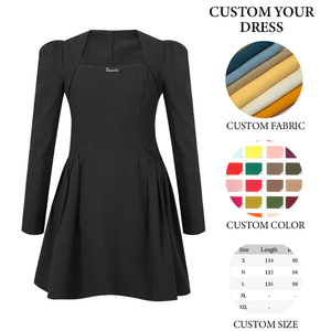 ZYHT 21523 la nuova moda una linea nera a <span class=keywords><strong>maniche</strong></span> <span class=keywords><strong>lunghe</strong></span> abbigliamento a righe Mini abiti invernali coreani per le donne - Product Image 6