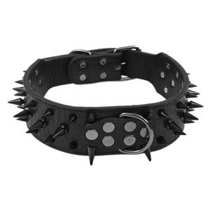 Grand collier de <span class=keywords><strong>chien</strong></span> bouledogue avec rivets anti-morsure Fournitures pour animaux de compagnie en cuir à motif solide pour chiens Bully dominants - Product Image 5