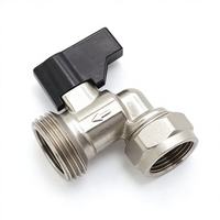 D1036 Robinet à bille manuel en laiton nickelé, mâle, à commande courte, avec raccord à compression, pour machine à laver, OEM